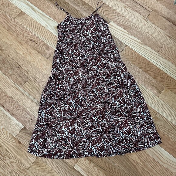 Abercrombie & Fitch Trapeze Midi Dress - Brown Pattern Size Small - Picture 2 of 9
